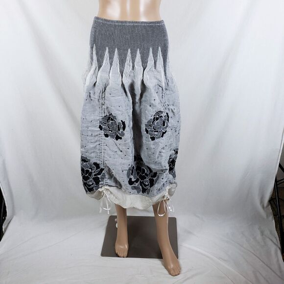 Fairy Smocked Bubble Hem Dress Convertible Womens One-Size Gray Cinching - Picture 4 of 11